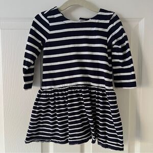 Baby Gap Toddler Print Fit and Flare Dress Navy Stripes 3T EUC